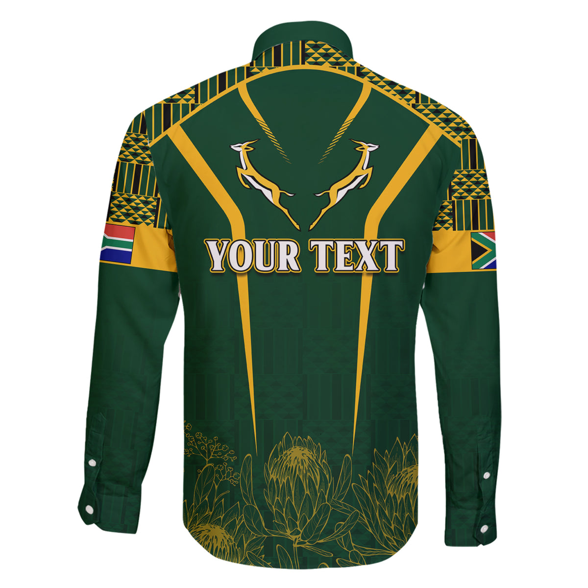 Personalised South African Heritage Day Family Matching Short Sleeve Bodycon Dress and Hawaiian Shirt Kente Ethnic Patterns Mix Springboks - Wonder Print Shop