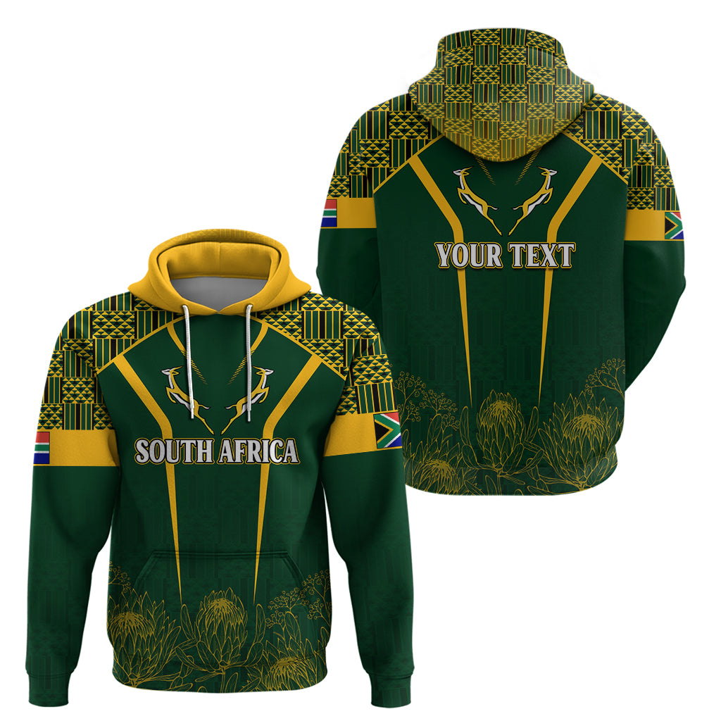 Personalised South African Heritage Day Hoodie Kente Ethnic Patterns Mix Springboks - Wonder Print Shop