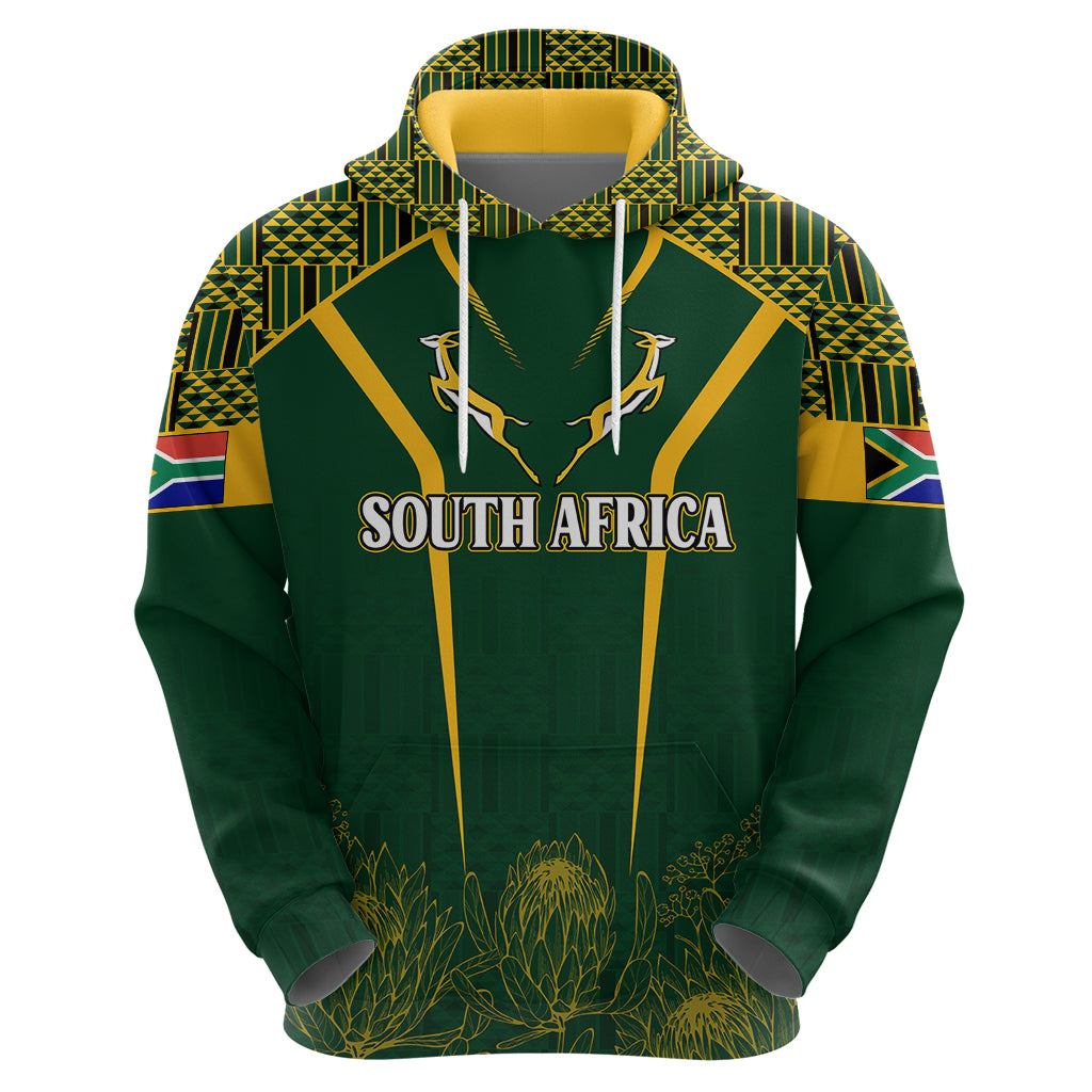 Personalised South African Heritage Day Hoodie Kente Ethnic Patterns Mix Springboks - Wonder Print Shop