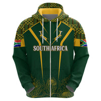 Personalised South African Heritage Day Hoodie Kente Ethnic Patterns Mix Springboks - Wonder Print Shop