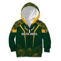 Personalised South African Heritage Day Kid Hoodie Kente Ethnic Patterns Mix Springboks - Wonder Print Shop