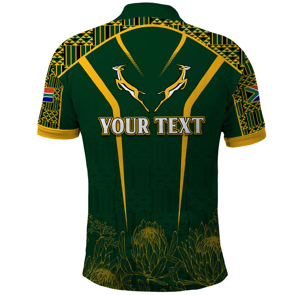 Personalised South African Heritage Day Polo Shirt Kente Ethnic Patterns Mix Springboks - Wonder Print Shop