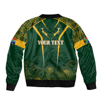 Personalised South African Heritage Day Sleeve Zip Bomber Jacket Kente Ethnic Patterns Mix Springboks - Wonder Print Shop