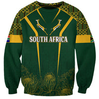 Personalised South African Heritage Day Sweatshirt Kente Ethnic Patterns Mix Springboks - Wonder Print Shop