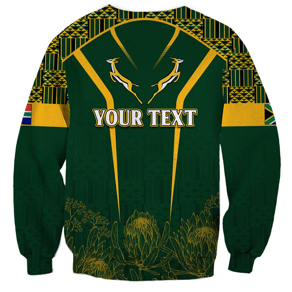 Personalised South African Heritage Day Sweatshirt Kente Ethnic Patterns Mix Springboks - Wonder Print Shop
