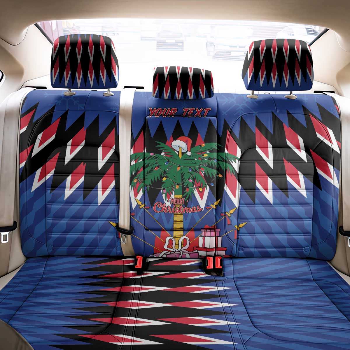 Personalized Haiti Back Car Seat Cover Christmas Festive Vibes LT7 - Wonder Print Shop
