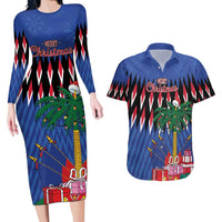 Personalized Haiti Couples Matching Long Sleeve Bodycon Dress and Hawaiian Shirt Christmas Festive Vibes LT7 - Wonder Print Shop
