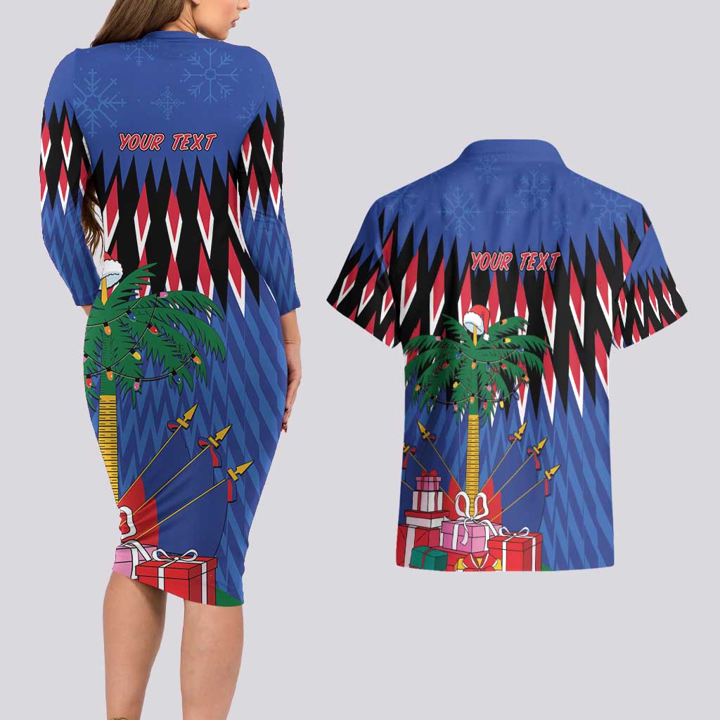 Personalized Haiti Couples Matching Long Sleeve Bodycon Dress and Hawaiian Shirt Christmas Festive Vibes LT7 - Wonder Print Shop
