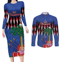 Personalized Haiti Couples Matching Long Sleeve Bodycon Dress and Long Sleeve Button Shirt Christmas Festive Vibes LT7 - Wonder Print Shop