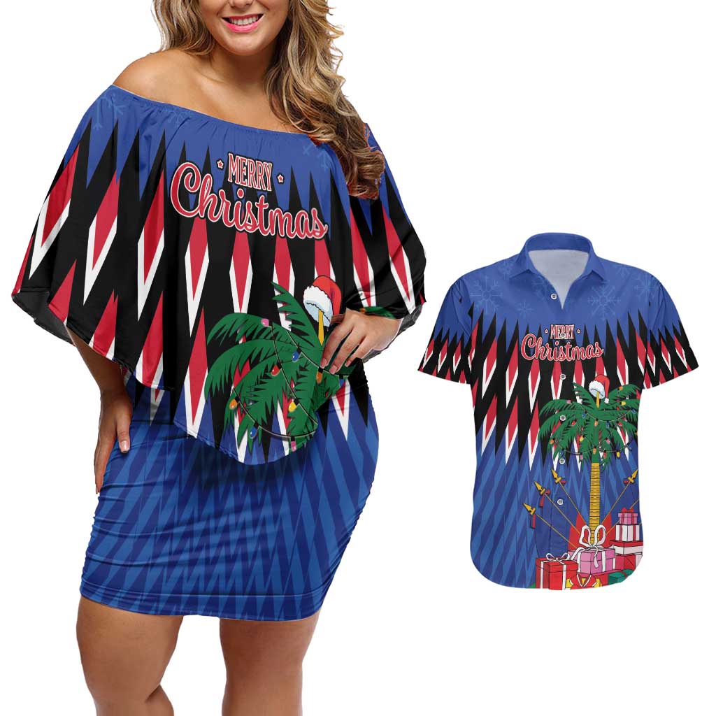 Personalized Haiti Couples Matching Off Shoulder Short Dress and Hawaiian Shirt Christmas Festive Vibes LT7 - Wonder Print Shop