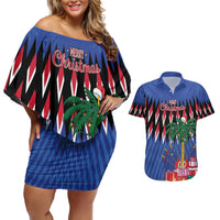 Personalized Haiti Couples Matching Off Shoulder Short Dress and Hawaiian Shirt Christmas Festive Vibes LT7 - Wonder Print Shop