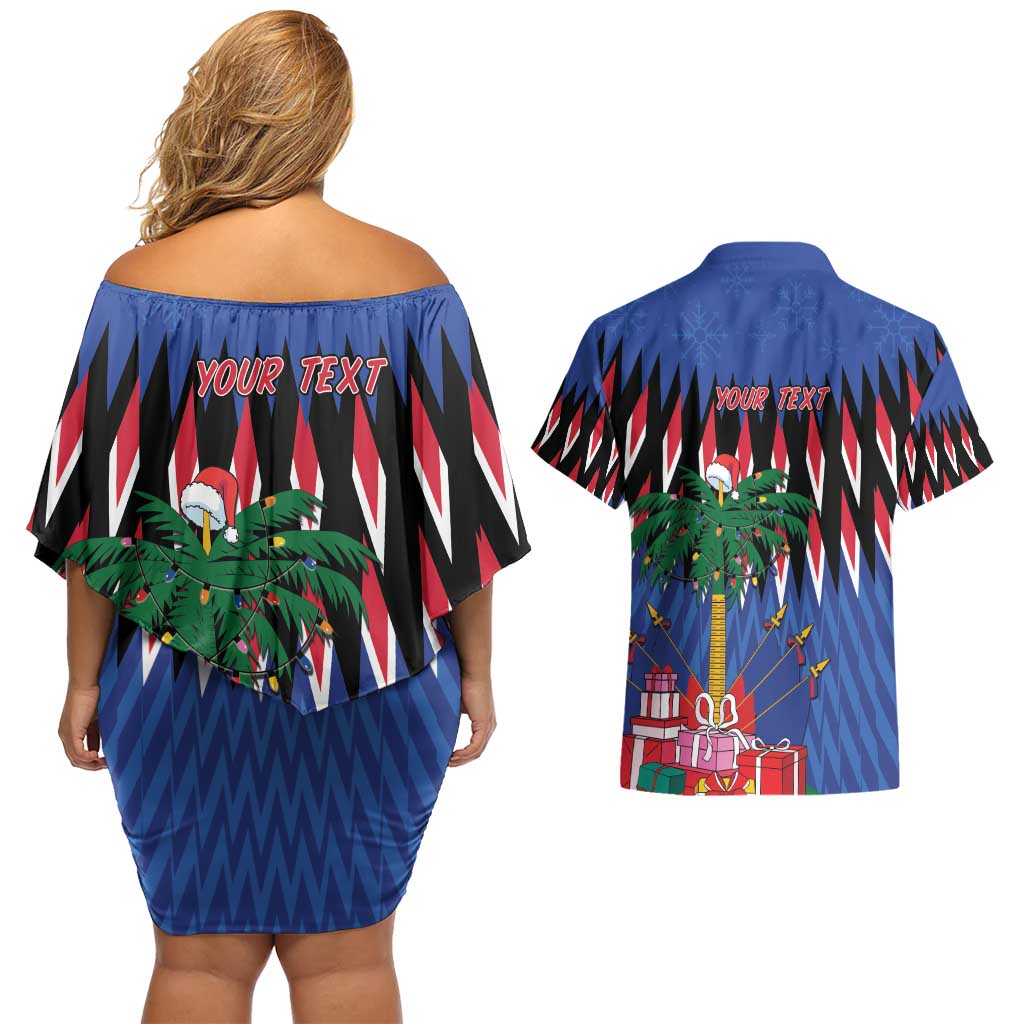 Personalized Haiti Couples Matching Off Shoulder Short Dress and Hawaiian Shirt Christmas Festive Vibes LT7 - Wonder Print Shop
