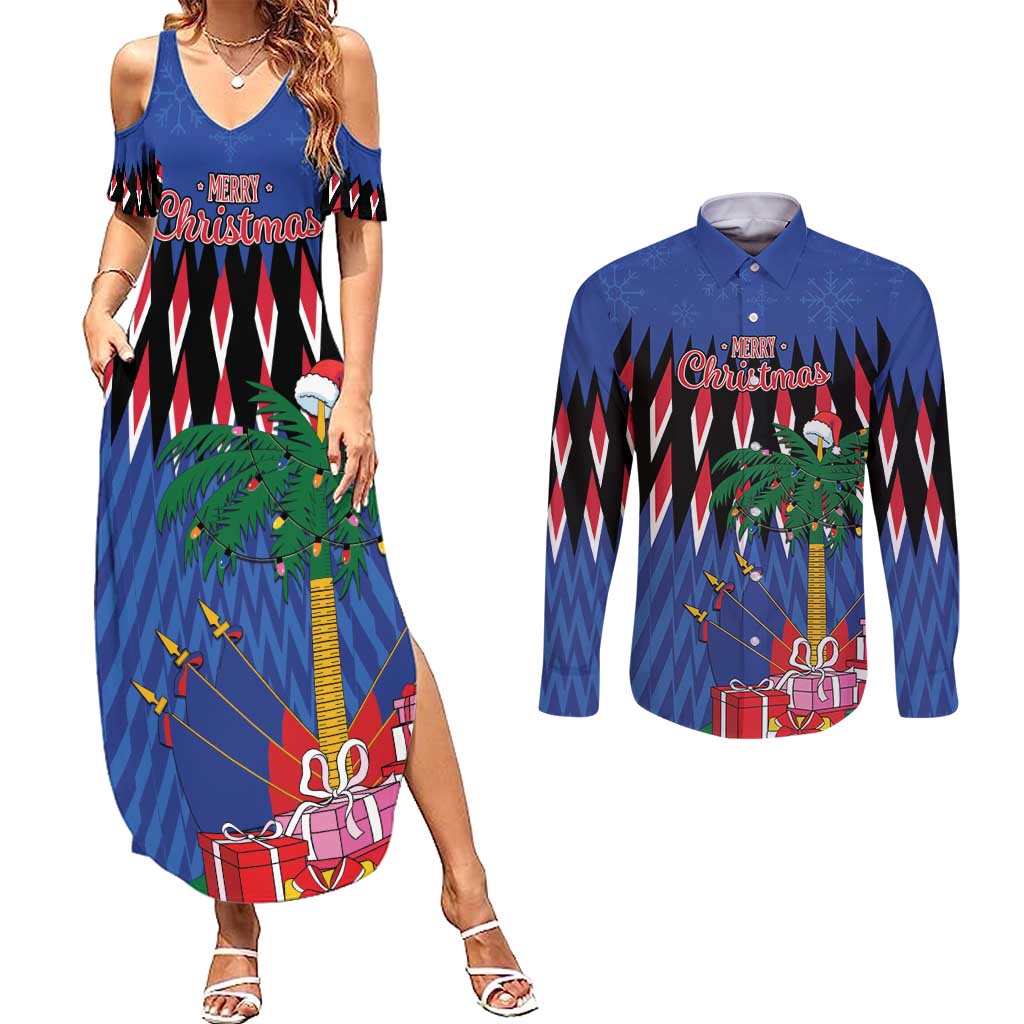 Personalized Haiti Couples Matching Summer Maxi Dress and Long Sleeve Button Shirt Christmas Festive Vibes LT7 - Wonder Print Shop