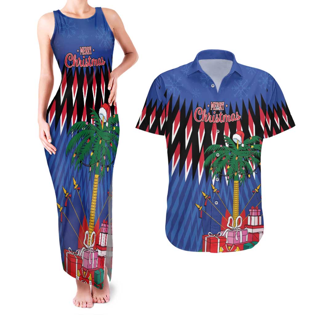 Personalized Haiti Couples Matching Tank Maxi Dress and Hawaiian Shirt Christmas Festive Vibes LT7 - Wonder Print Shop