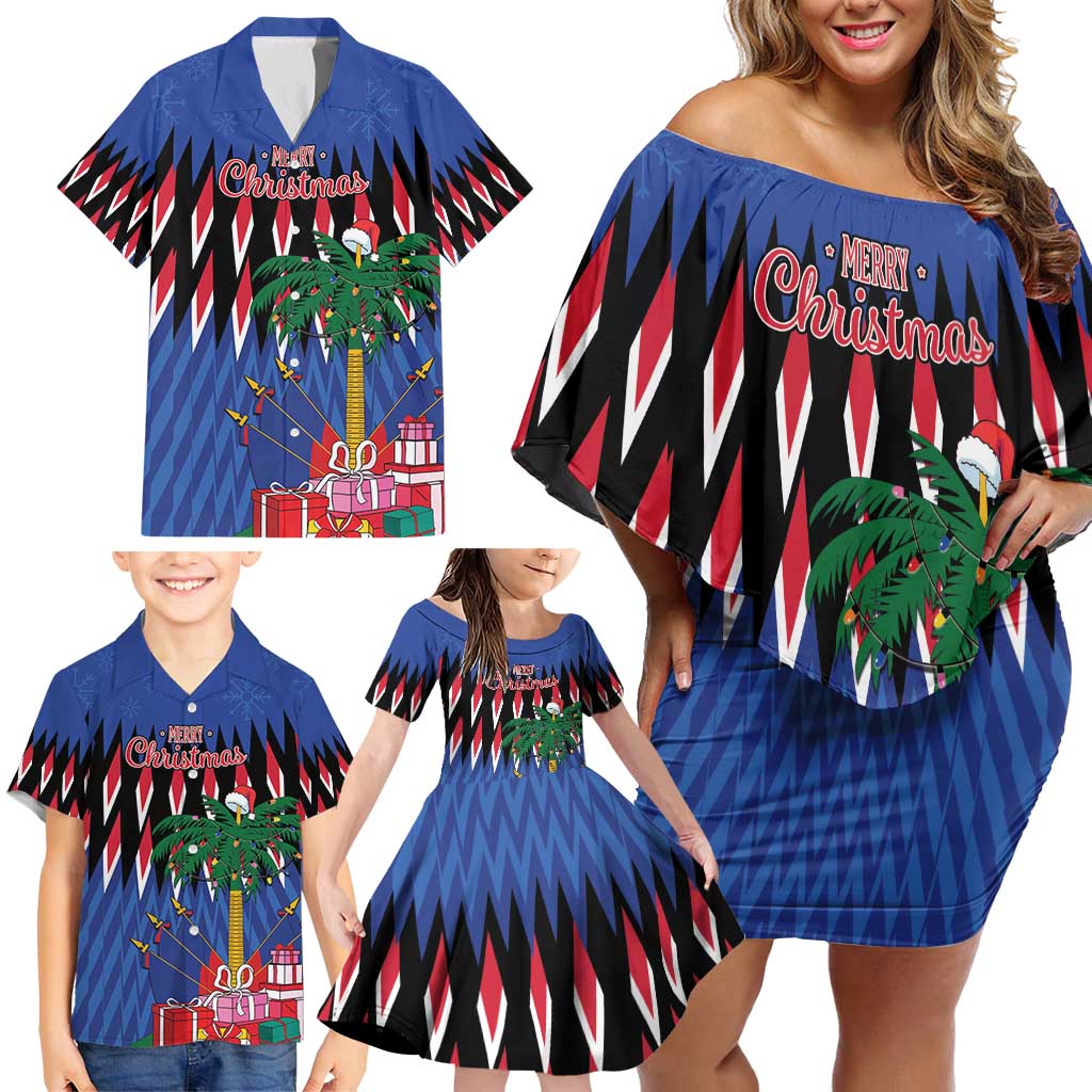 Personalized Haiti Family Matching Off Shoulder Short Dress and Hawaiian Shirt Christmas Festive Vibes LT7 - Wonder Print Shop