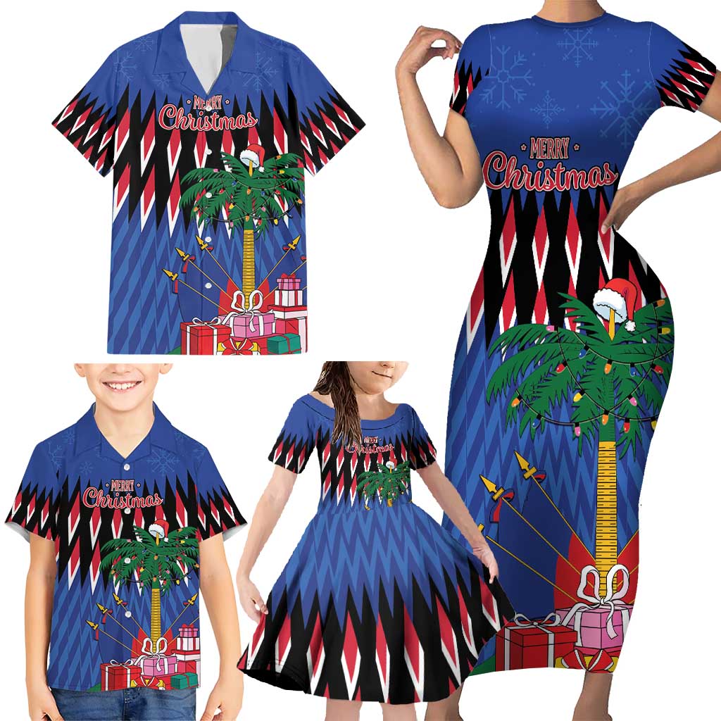 Personalized Haiti Family Matching Short Sleeve Bodycon Dress and Hawaiian Shirt Christmas Festive Vibes - Wonder Print Shop
