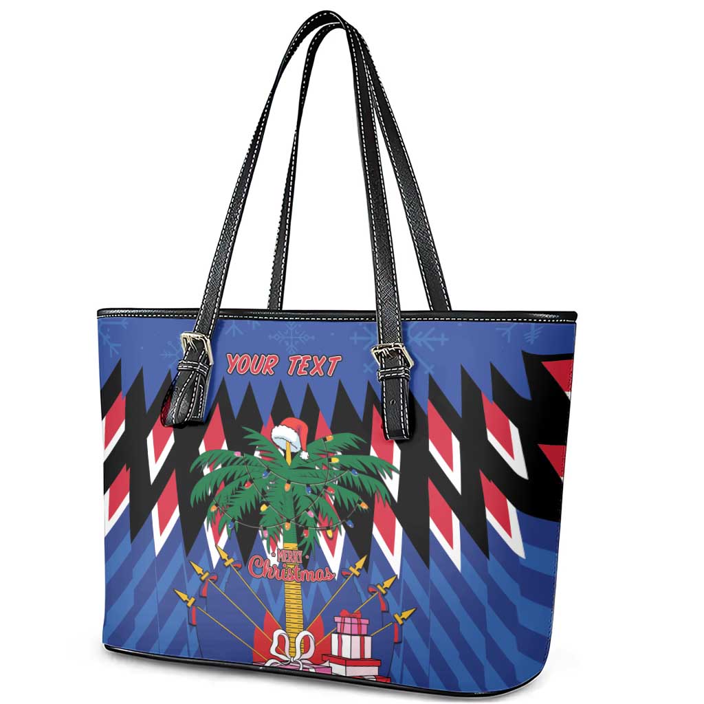 Personalized Haiti Leather Tote Bag Christmas Festive Vibes - Wonder Print Shop