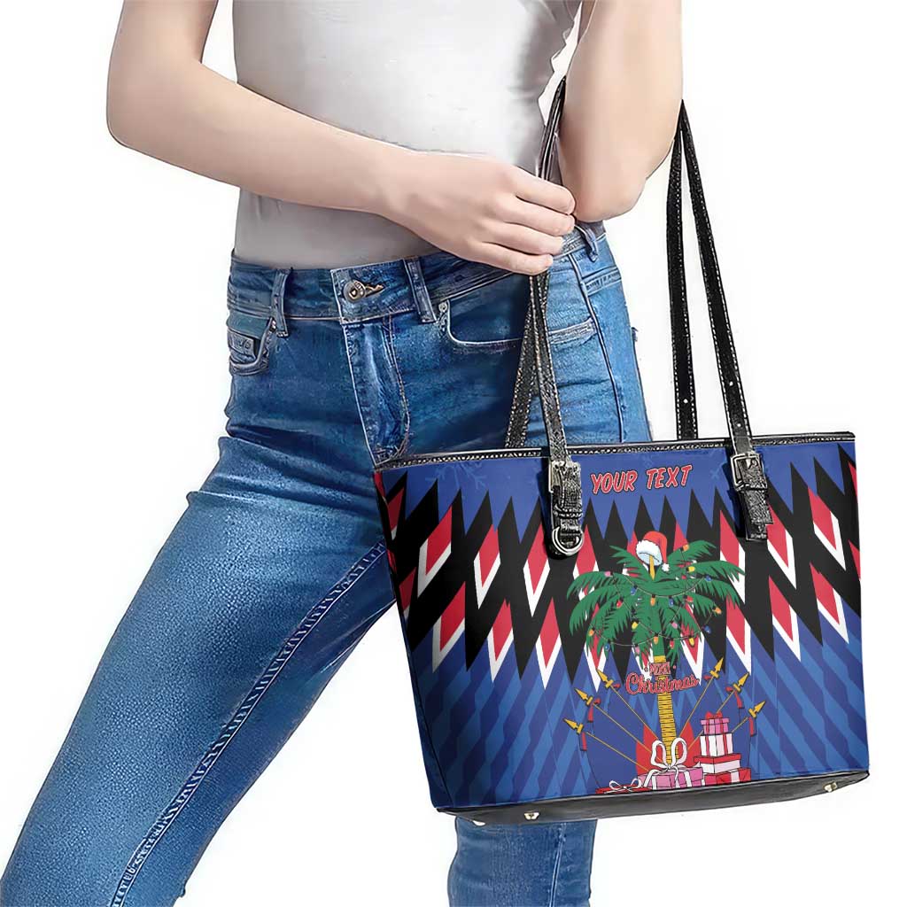 Personalized Haiti Leather Tote Bag Christmas Festive Vibes - Wonder Print Shop