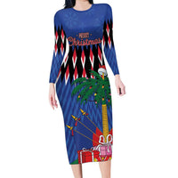 Personalized Haiti Long Sleeve Bodycon Dress Christmas Festive Vibes - Wonder Print Shop