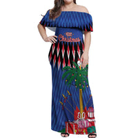 Personalized Haiti Off Shoulder Maxi Dress Christmas Festive Vibes - Wonder Print Shop
