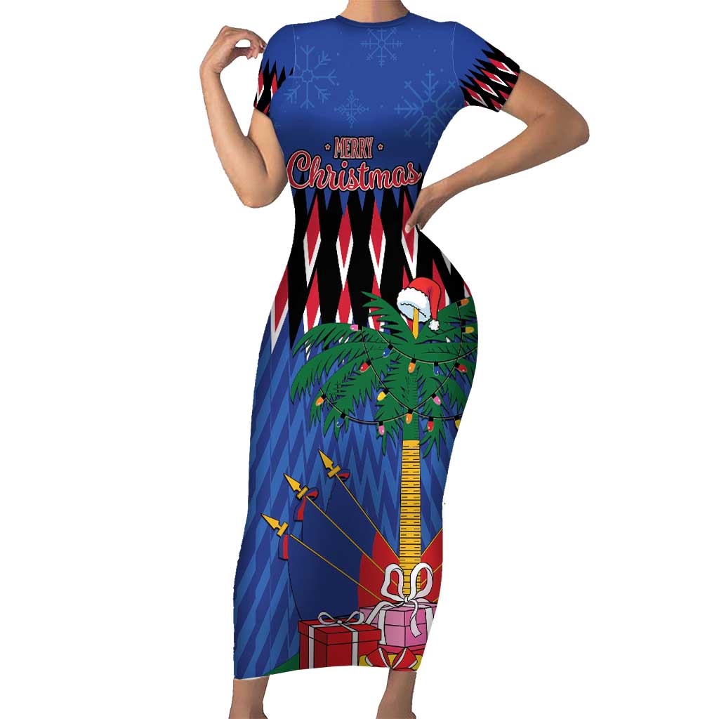 Personalized Haiti Short Sleeve Bodycon Dress Christmas Festive Vibes - Wonder Print Shop