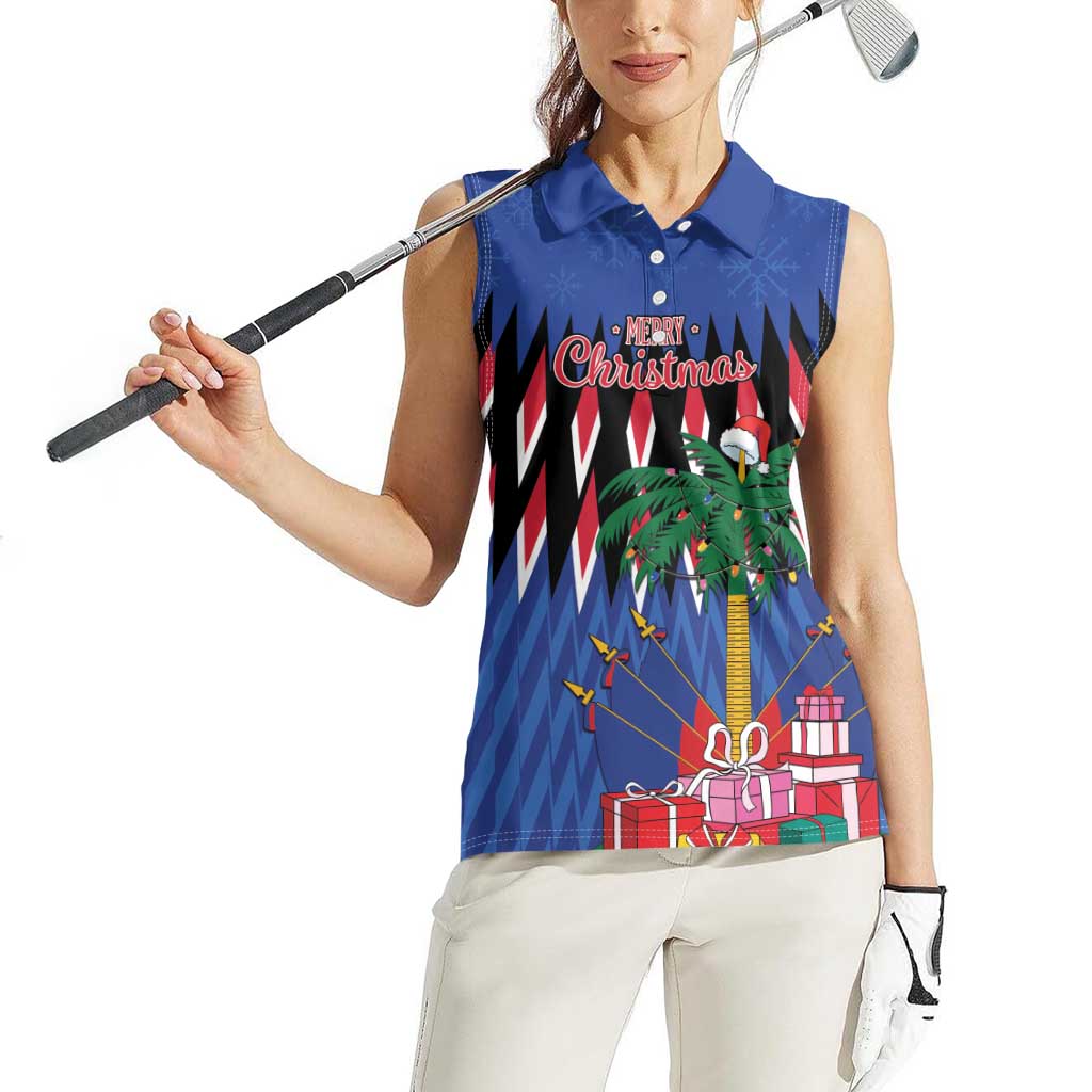 Personalized Haiti Women Sleeveless Polo Shirt Christmas Festive Vibes - Wonder Print Shop