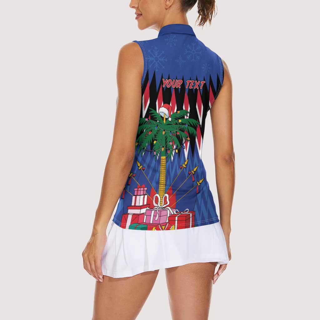 Personalized Haiti Women Sleeveless Polo Shirt Christmas Festive Vibes - Wonder Print Shop