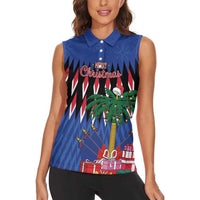 Personalized Haiti Women Sleeveless Polo Shirt Christmas Festive Vibes - Wonder Print Shop
