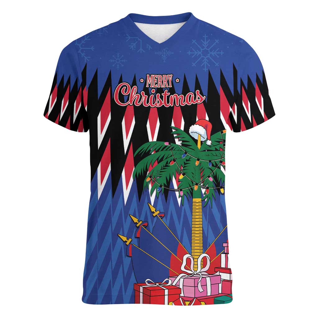 Personalized Haiti Women V-Neck T-Shirt Christmas Festive Vibes - Wonder Print Shop