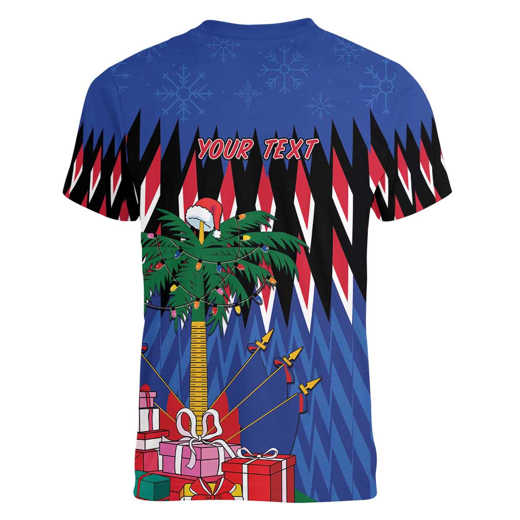 Personalized Haiti Women V-Neck T-Shirt Christmas Festive Vibes - Wonder Print Shop