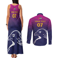 UAE Cricket Custom Couples Matching Tank Maxi Dress and Long Sleeve Button Shirt Arabian Falcon LT7 - Wonder Print Shop