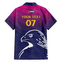 UAE Cricket Custom Family Matching Off The Shoulder Long Sleeve Dress and Hawaiian Shirt Arabian Falcon - Wonder Print Shop