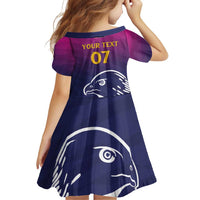 UAE Cricket Custom Family Matching Off Shoulder Short Dress and Hawaiian Shirt Arabian Falcon LT7 - Wonder Print Shop