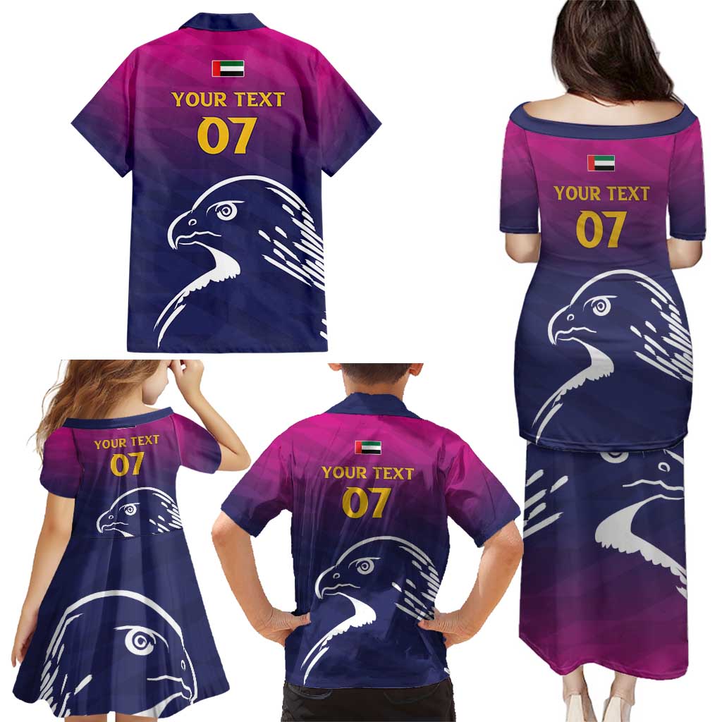 UAE Cricket Custom Family Matching Puletasi and Hawaiian Shirt Arabian Falcon - Wonder Print Shop