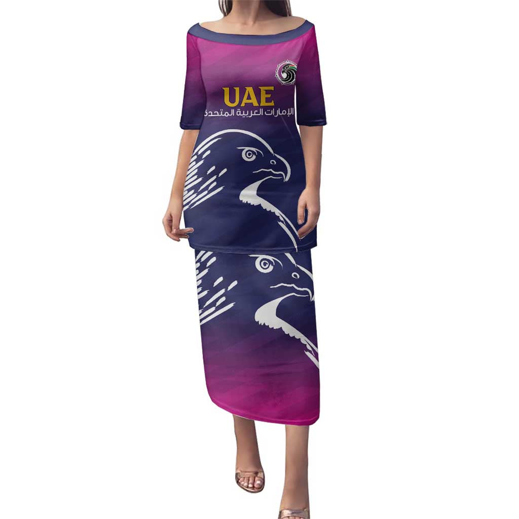 UAE Cricket Custom Family Matching Puletasi and Hawaiian Shirt Arabian Falcon - Wonder Print Shop
