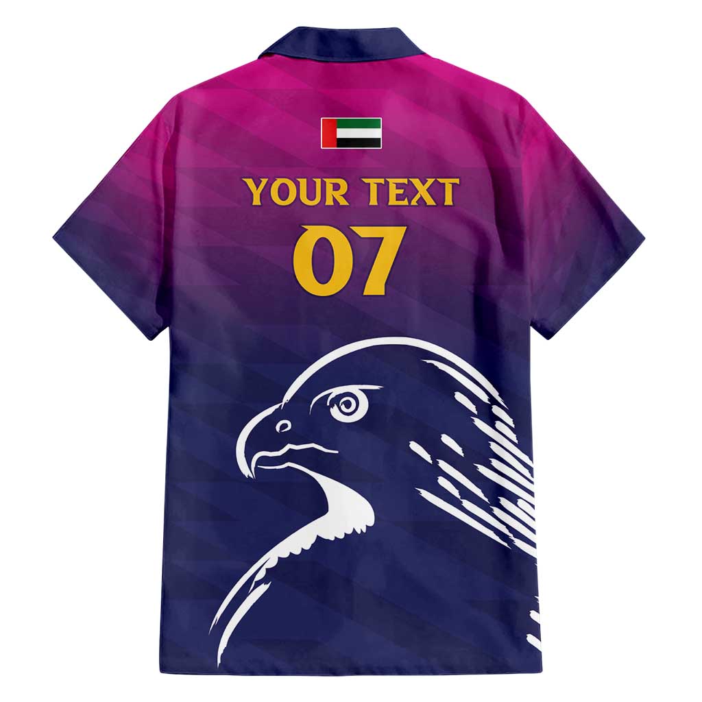 UAE Cricket Custom Family Matching Short Sleeve Bodycon Dress and Hawaiian Shirt Arabian Falcon - Wonder Print Shop