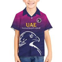 UAE Cricket Custom Family Matching Short Sleeve Bodycon Dress and Hawaiian Shirt Arabian Falcon - Wonder Print Shop
