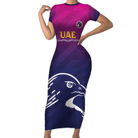 UAE Cricket Custom Short Sleeve Bodycon Dress Arabian Falcon - Wonder Print Shop