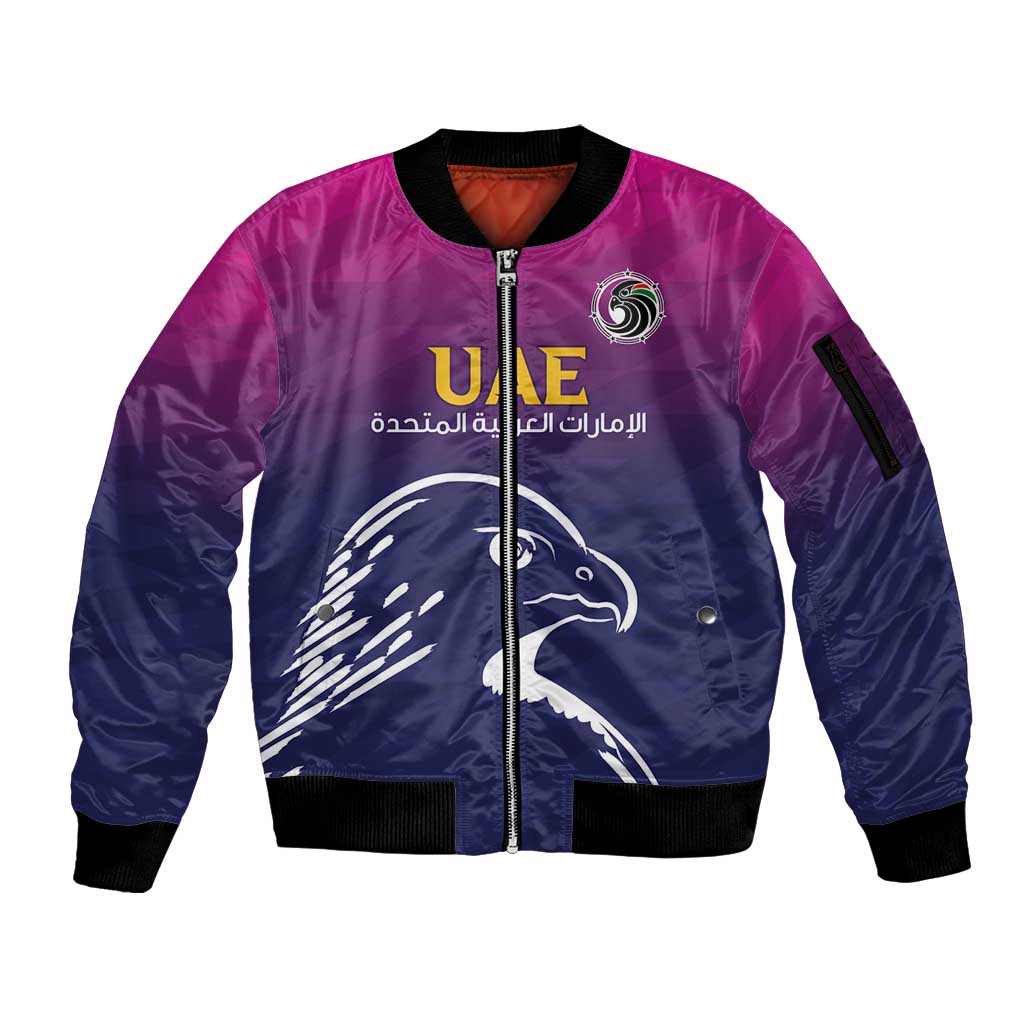 UAE Cricket Custom Sleeve Zip Bomber Jacket Arabian Falcon - Wonder Print Shop