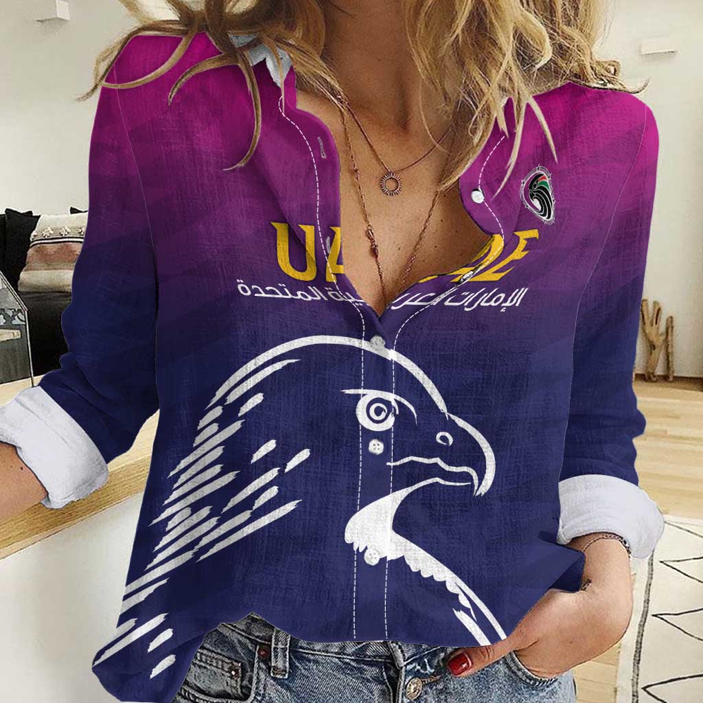 UAE Cricket Custom Women Casual Shirt Arabian Falcon - Wonder Print Shop