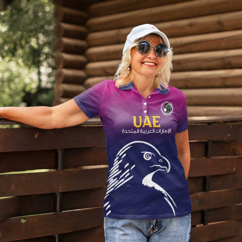 UAE Cricket Custom Women Polo Shirt Arabian Falcon - Wonder Print Shop