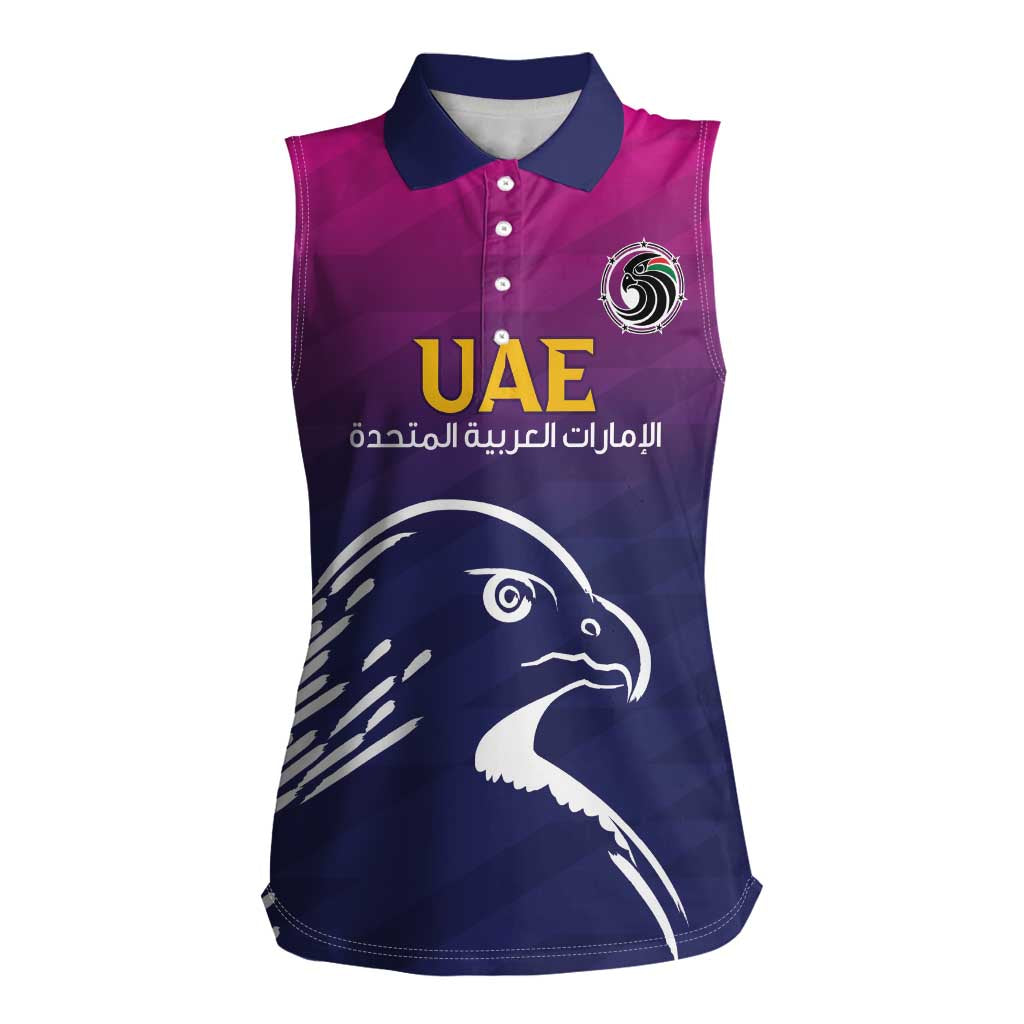 UAE Cricket Custom Women Sleeveless Polo Shirt Arabian Falcon - Wonder Print Shop