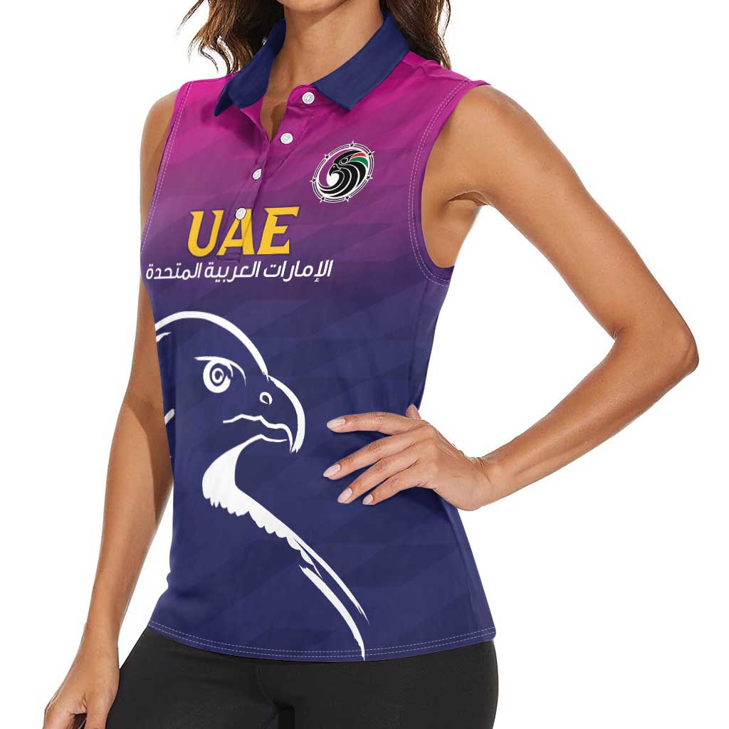 UAE Cricket Custom Women Sleeveless Polo Shirt Arabian Falcon - Wonder Print Shop