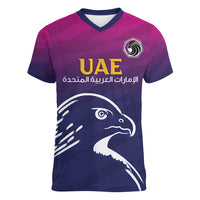 UAE Cricket Custom Women V-Neck T-Shirt Arabian Falcon - Wonder Print Shop