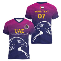 UAE Cricket Custom Women V-Neck T-Shirt Arabian Falcon - Wonder Print Shop
