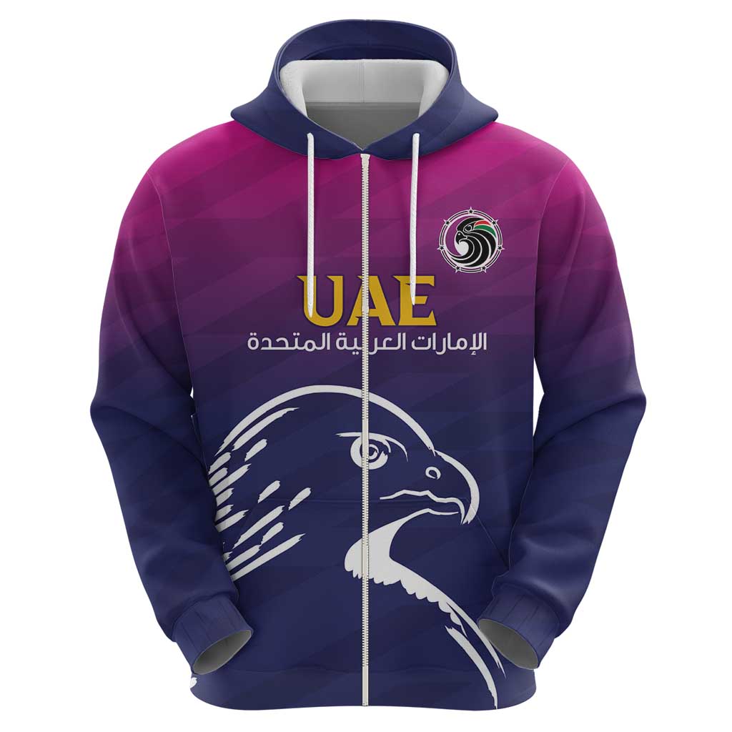 UAE Cricket Custom Zip Hoodie Arabian Falcon - Wonder Print Shop