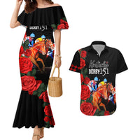 Horse Racing Custom Couples Matching Mermaid Dress and Hawaiian Shirt 151st Anniversary Race For the Roses LT7