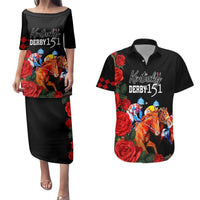 Horse Racing Custom Couples Matching Puletasi and Hawaiian Shirt 151st Anniversary Race For the Roses LT7