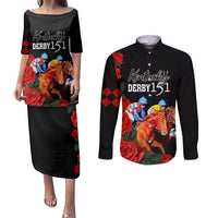 Horse Racing Custom Couples Matching Puletasi and Long Sleeve Button Shirt 151st Anniversary Race For the Roses LT7