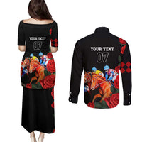 Horse Racing Custom Couples Matching Puletasi and Long Sleeve Button Shirt 151st Anniversary Race For the Roses LT7